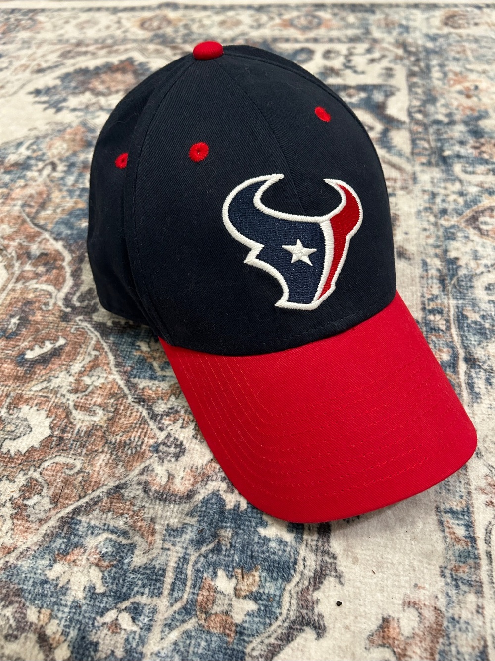 NFL Houston Texans Navy and Red Embroidered Logo Cap OS